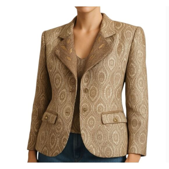 Vintage André Laug for Audrey Brocade Blazer Jacket – Size 14 - Picture 1 of 6